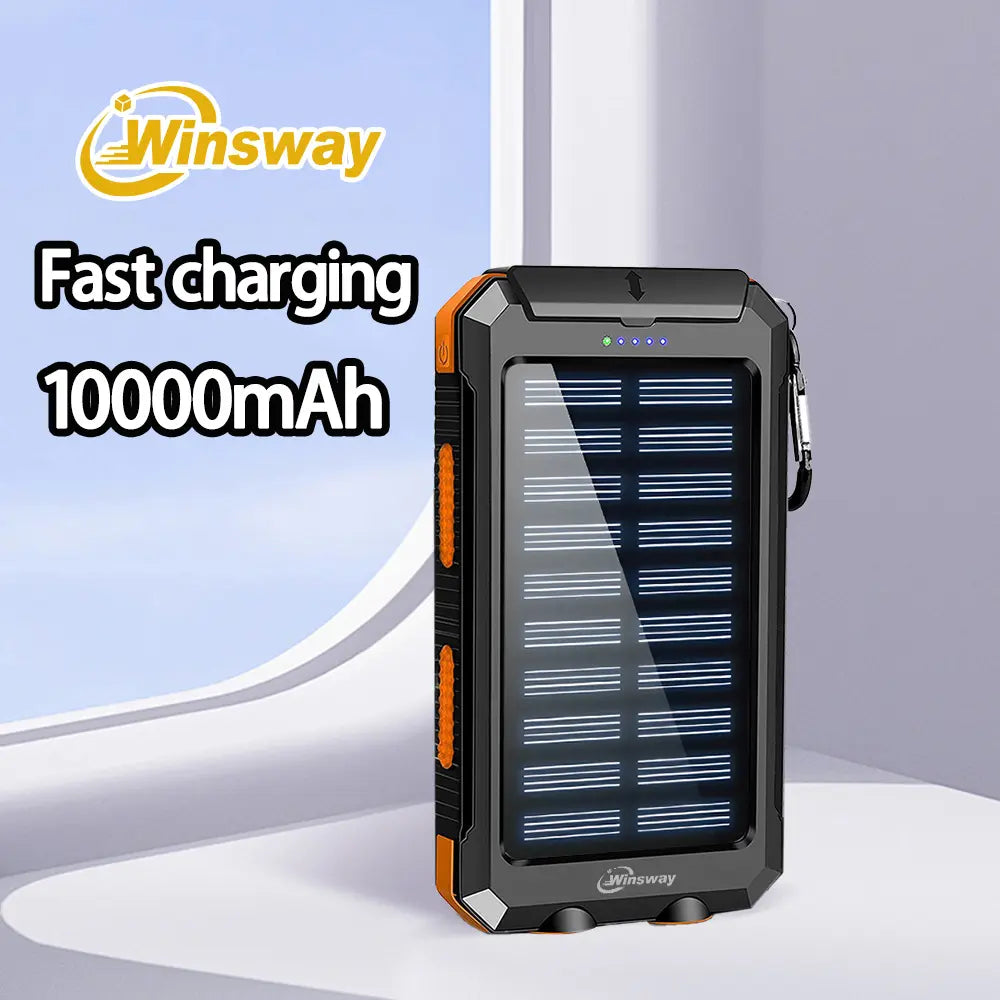 10000Mah Solar Portable Charger Power Bank, Dual USB Output Port Phone Charger for Iphone Android Devices, Waterproof External Battery Pack with Flashlight, Compass & Carabiner, Smartphone Charging Accessories Ofertas Black Friday 40000 Mah
