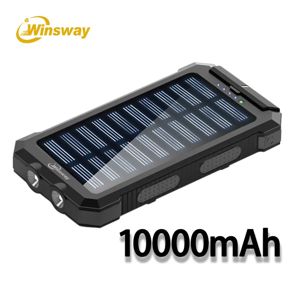 10000Mah Solar Portable Charger Power Bank, Dual USB Output Port Phone Charger for Iphone Android Devices, Waterproof External Battery Pack with Flashlight, Compass & Carabiner, Smartphone Charging Accessories Ofertas Black Friday 40000 Mah