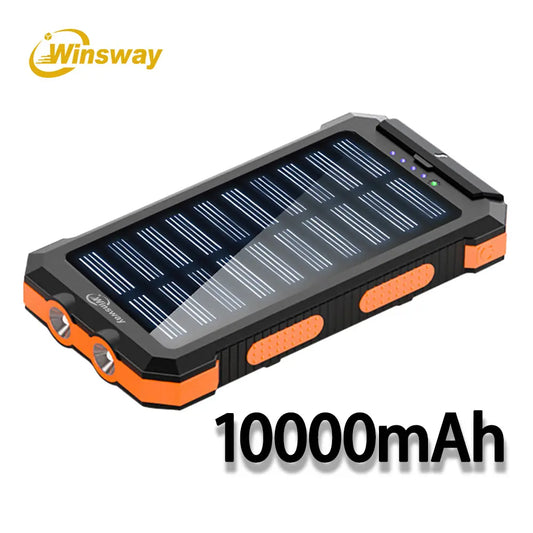 10000Mah Solar Portable Charger Power Bank, Dual USB Output Port Phone Charger for Iphone Android Devices, Waterproof External Battery Pack with Flashlight, Compass & Carabiner, Smartphone Charging Accessories Ofertas Black Friday 40000 Mah