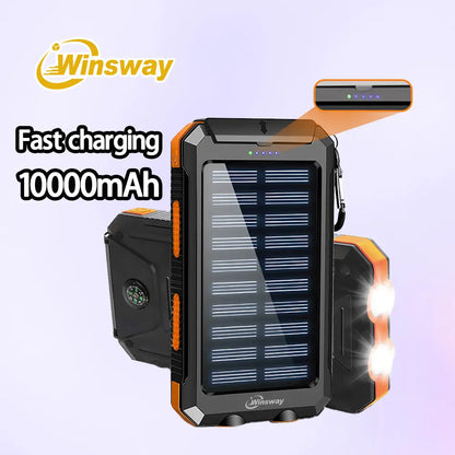 10000Mah Solar Portable Charger Power Bank, Dual USB Output Port Phone Charger for Iphone Android Devices, Waterproof External Battery Pack with Flashlight, Compass & Carabiner, Smartphone Charging Accessories Ofertas Black Friday 40000 Mah