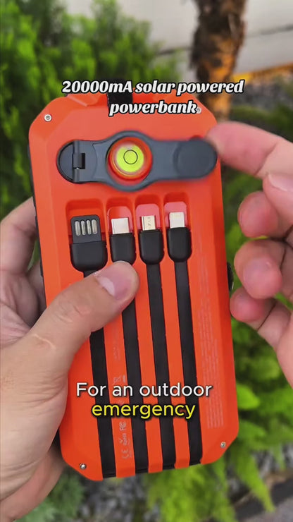 20000mAh Solar Power Bank Waterproof Portable Charger with Flashlight
